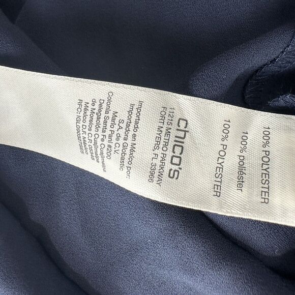 Chicos Blue Sheer Roll Tab Long Sleeve Tunic Top Blouse Size 0 - Picture 4 of 4